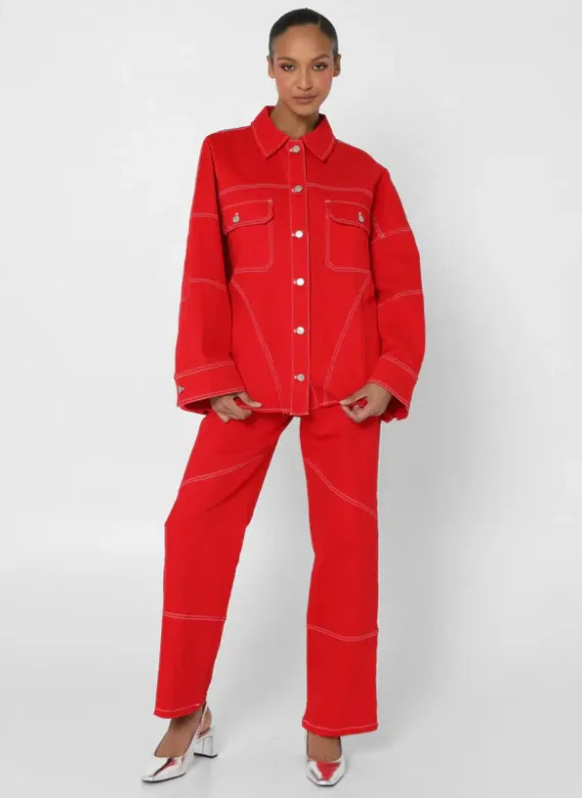 BY.DYLN Cooper Jacket & Cyrus Jeans Red Size 8 - Image 6