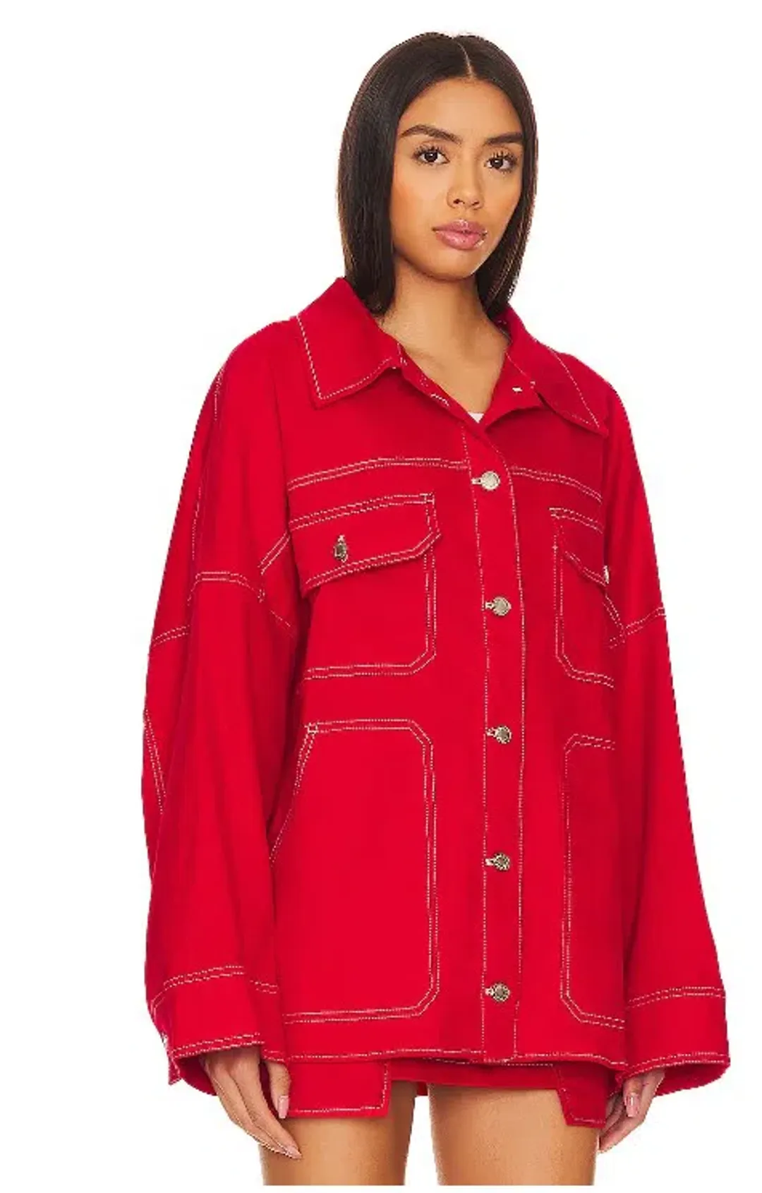 BY.DYLN Cooper Jacket & Cyrus Jeans Red Size 8 for rent on The Volte - main image