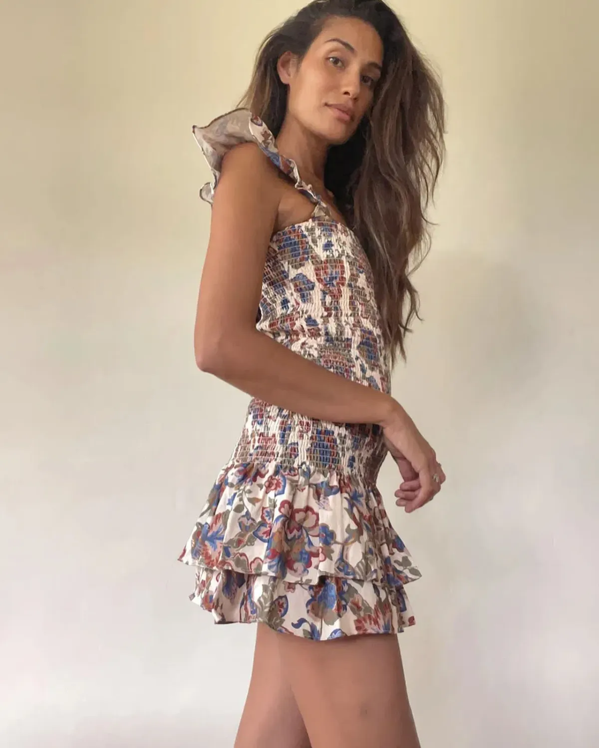 Sir The Label Bettina Shirred Mini Dress Wiltshire Floral Size 2 / AU 10 - Image 2