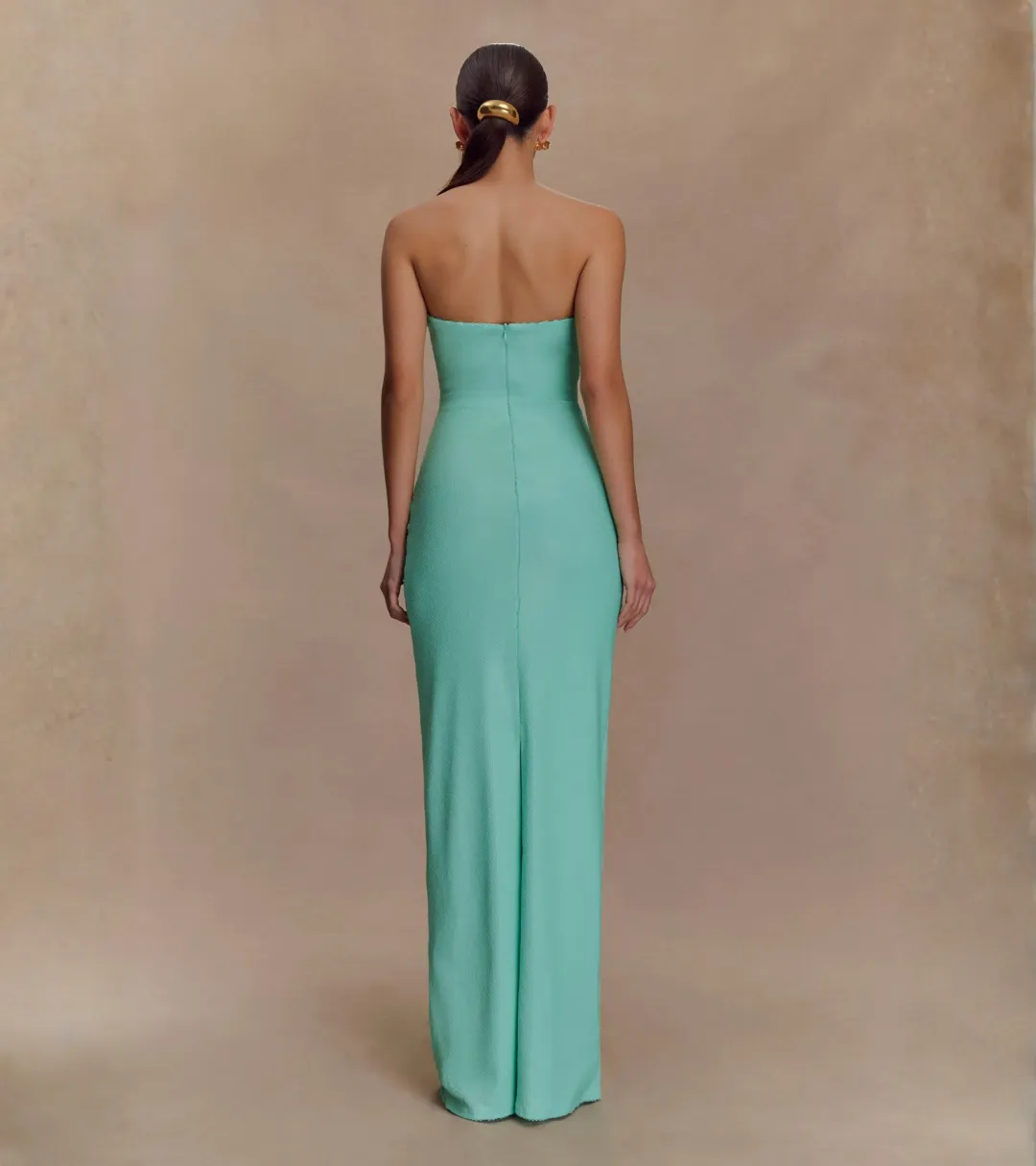 MESHKI - WINSTON Strapless Sequin Maxi Dress - Lagoon - Size S for rent on The Volte - main image