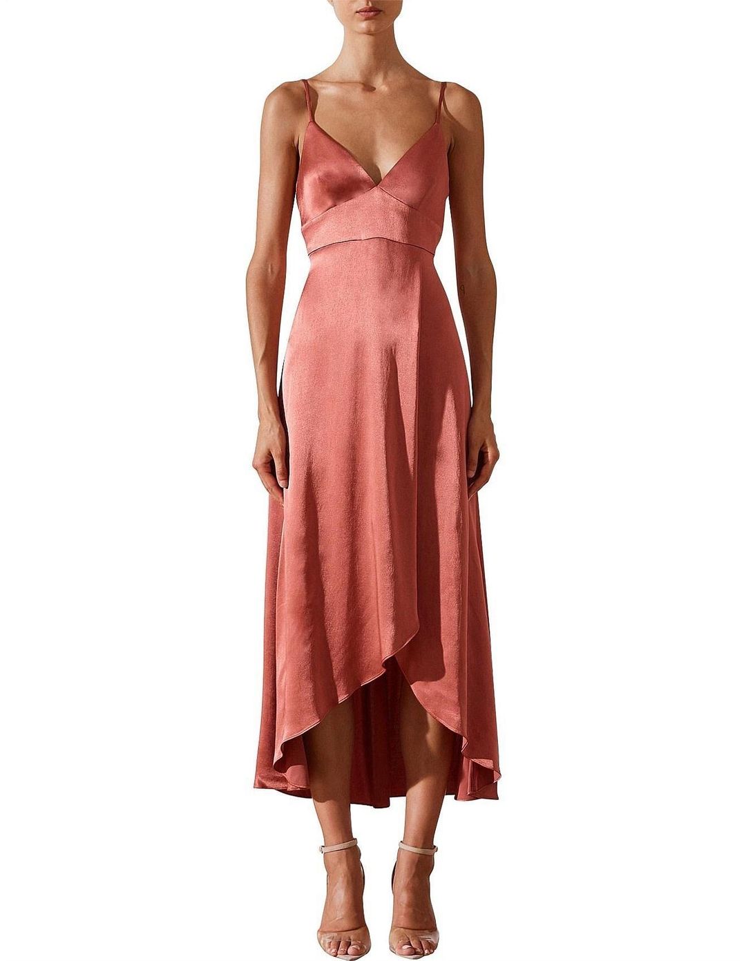 Shona Joy Giselle Cocktail Midi Dress Terracotta Size 6 for rent on The Volte - main image