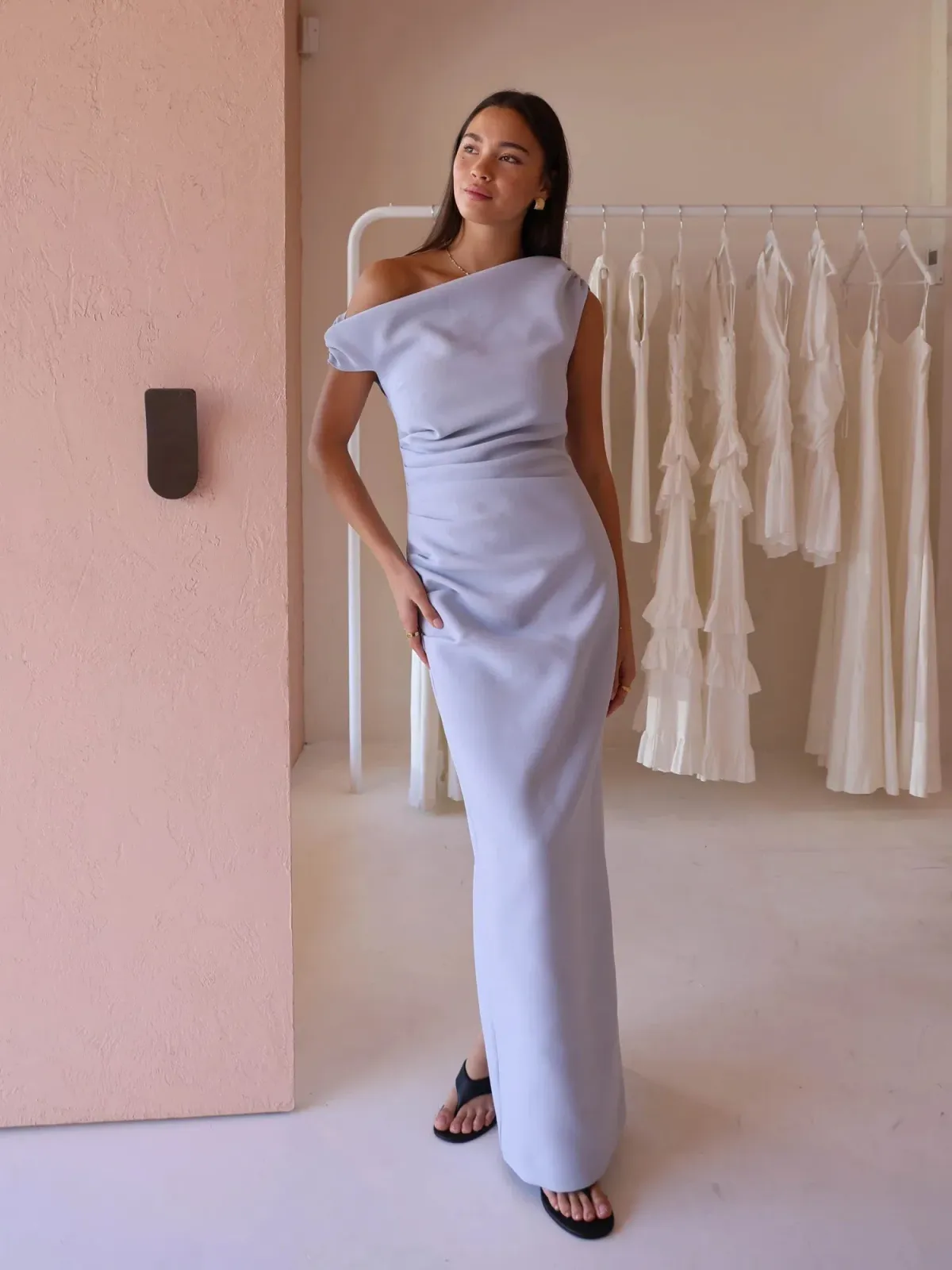 By Nicola Vivian Crepe Maxi Dress in Ice Blue AU Size 8 - Image 5