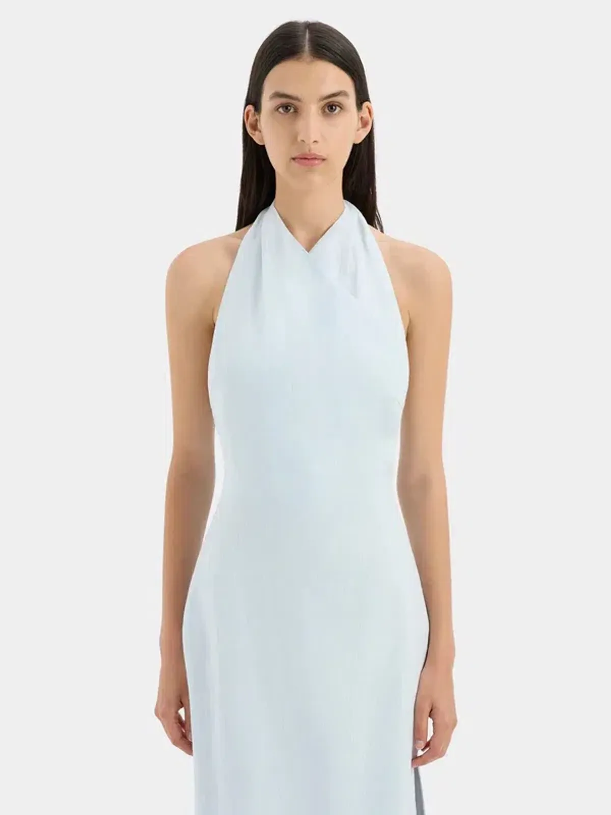 Sir The Label Iris Linen Halterneck Midi Dress in Light Blue AU Size 8 / Sir Size 1 - Image 7