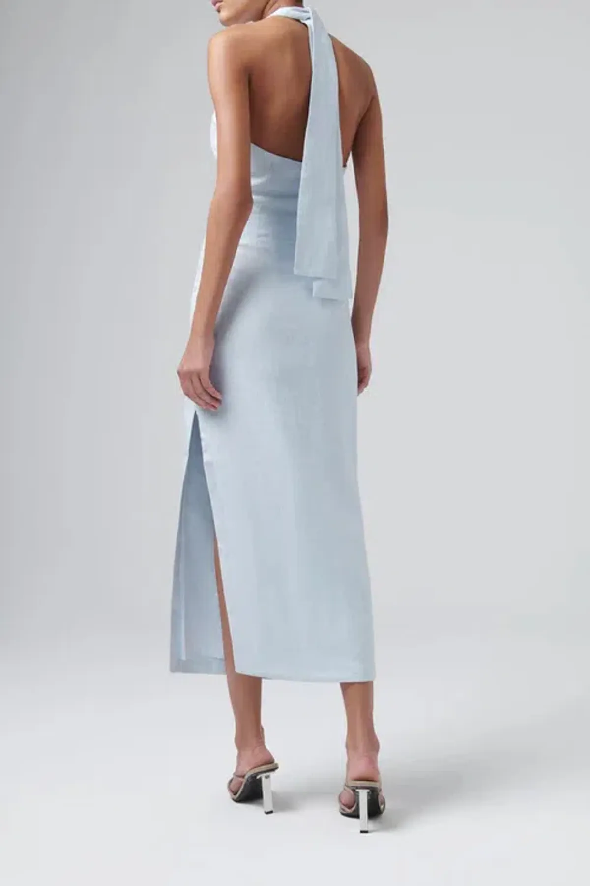 Sir The Label Iris Linen Halterneck Midi Dress in Light Blue AU Size 8 / Sir Size 1 - Image 3