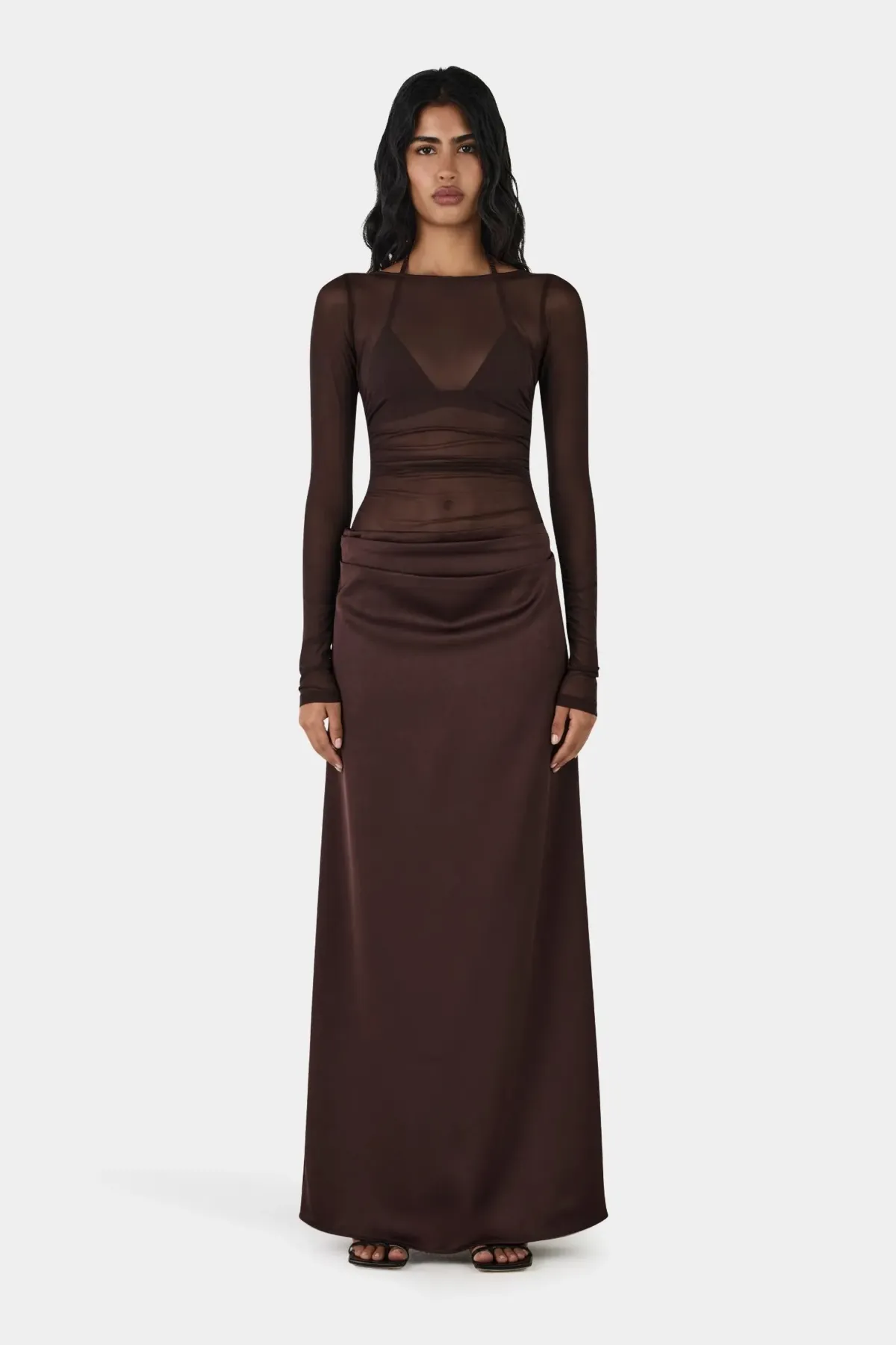 Hansen And Gretel Amy Maxi Dress Chocolate Brown Size 10 for rent on The Volte - main image