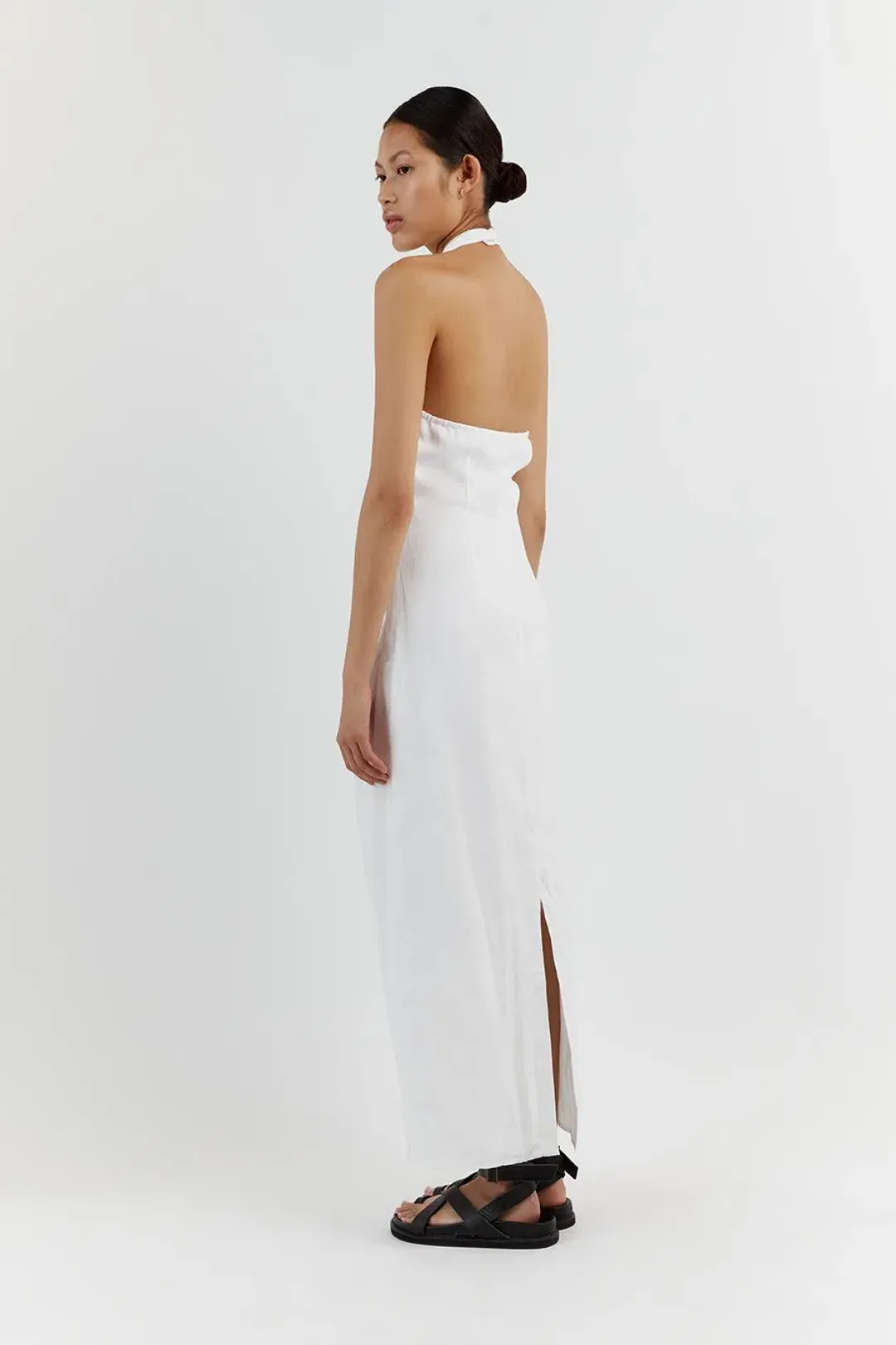 Dissh Zoey Asym Linen Mid Dress White for rent on The Volte - main image