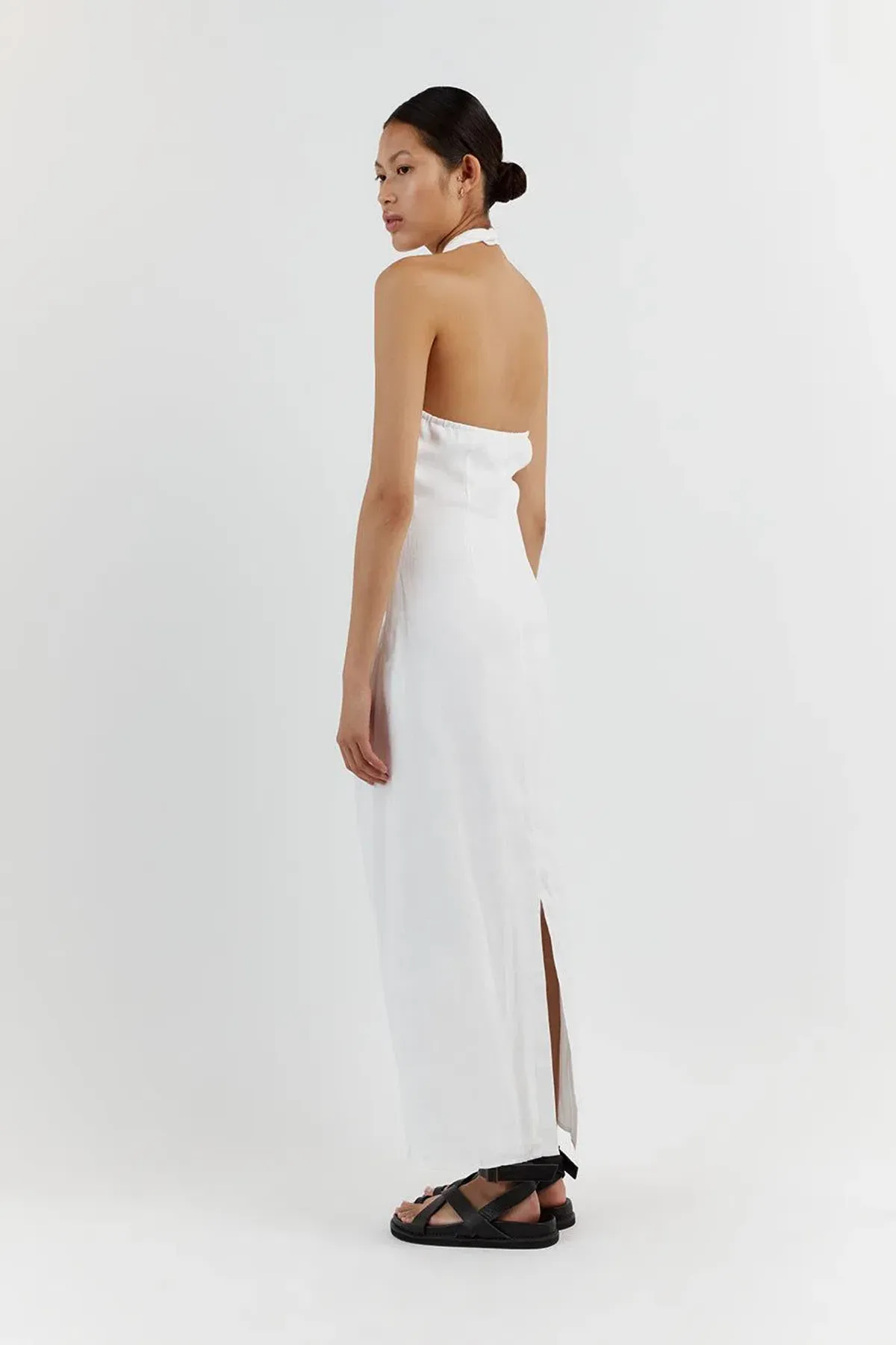 Dissh Zoey Asym Linen Mid Dress White - Image 2