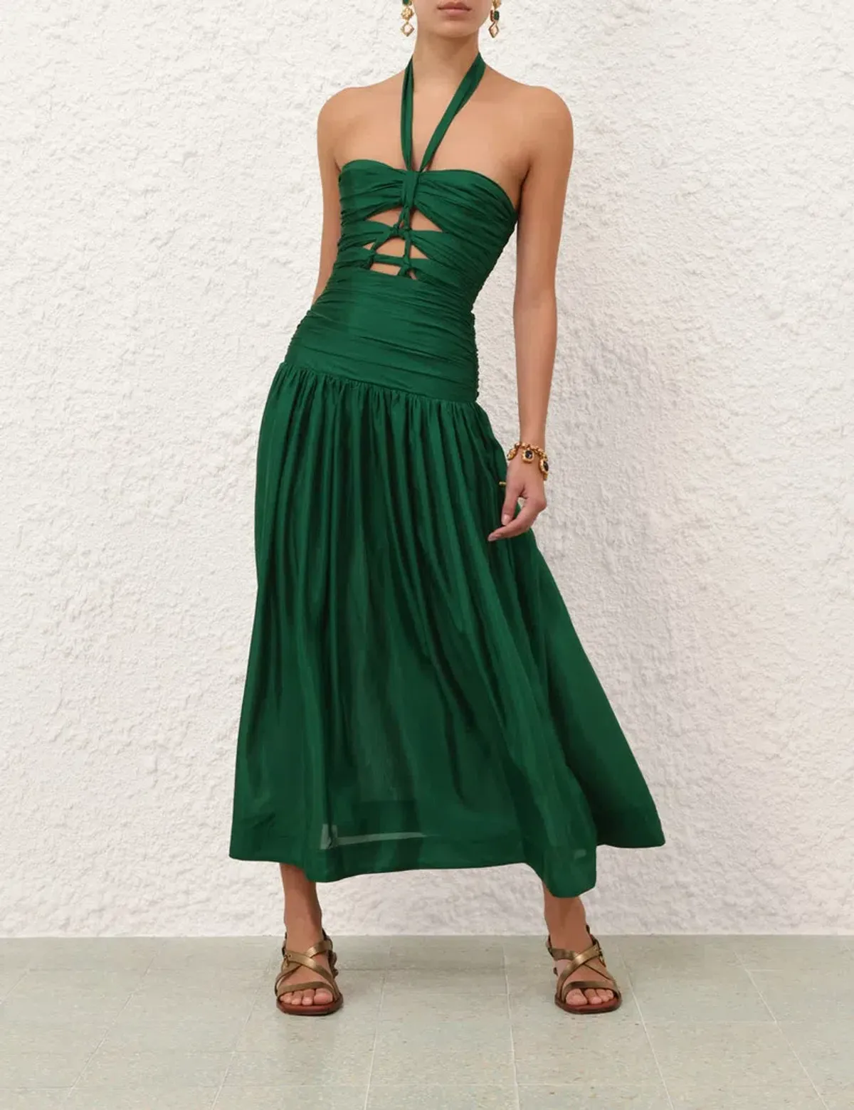 Zimmermann Daylight Knot Midi Dress Emerald Size 0 / AU 8 - Image 2
