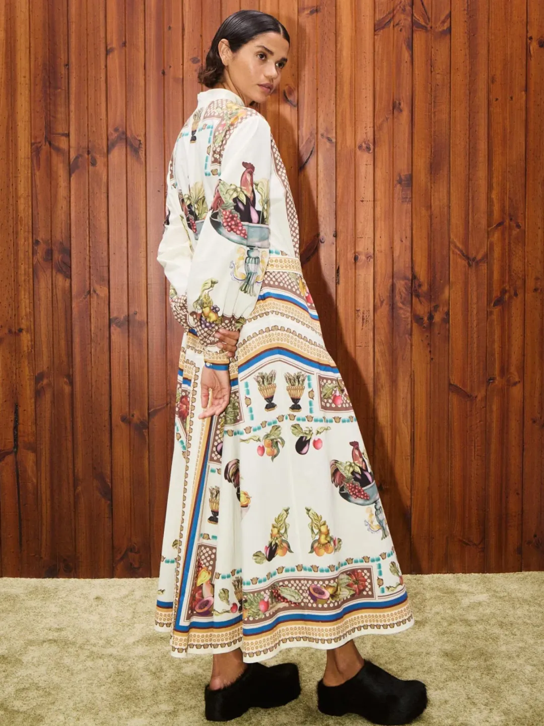 Alemais Mercado Shirtdress Size 16 Printed Cotton Long Sleeve Belted Midi for rent on The Volte - main image