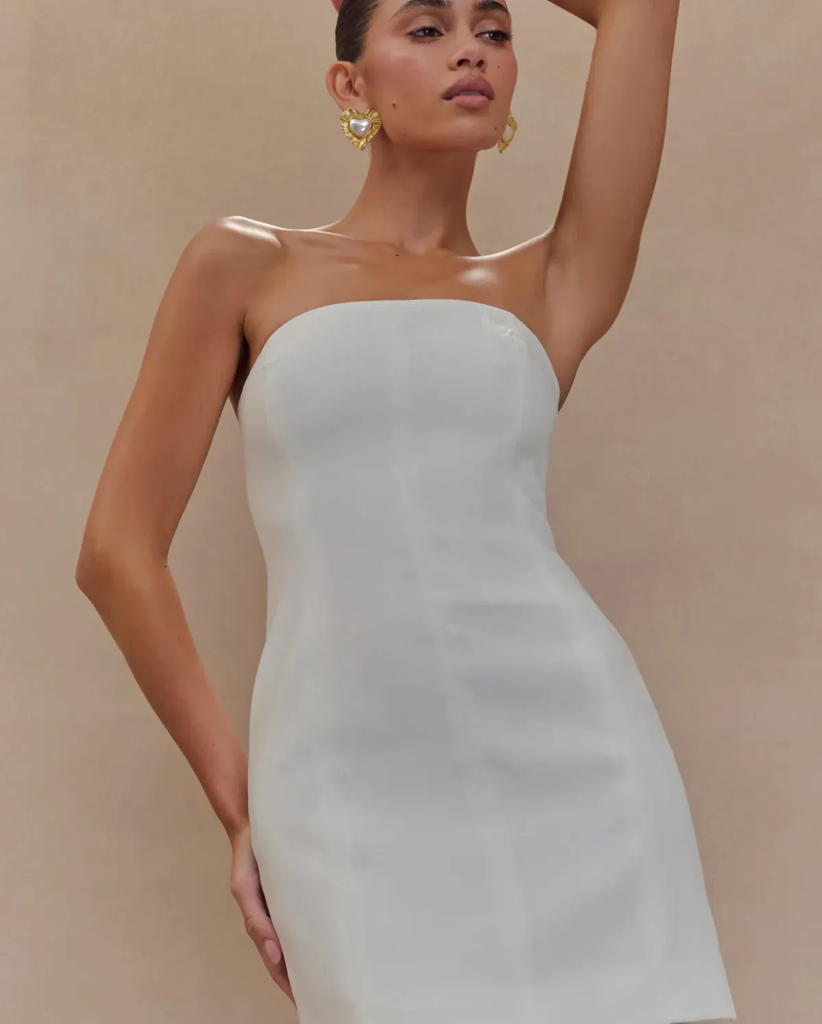 Maci Crepe Mini Dress - White - Image 2