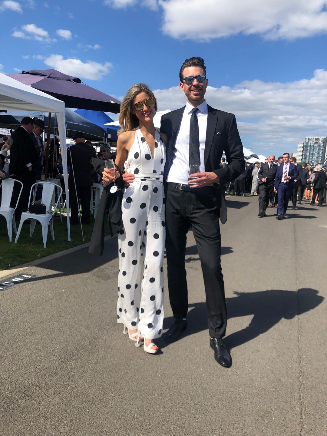 Bec & Bridge Mamita Silk Halter Jumpsuit White/Black Size 6 for rent on The Volte - main image