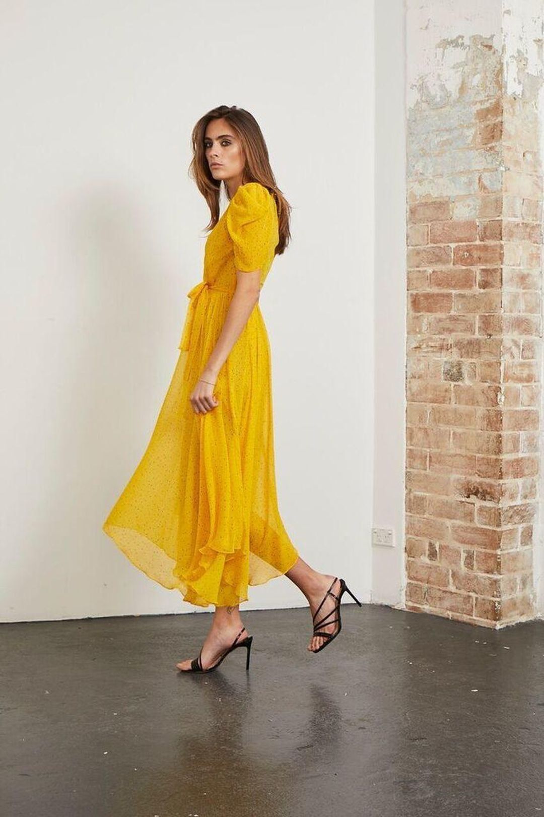Bec & Bridge Hibiscus Golden Midi Dress Yellow Size 8 for rent on The Volte - main image