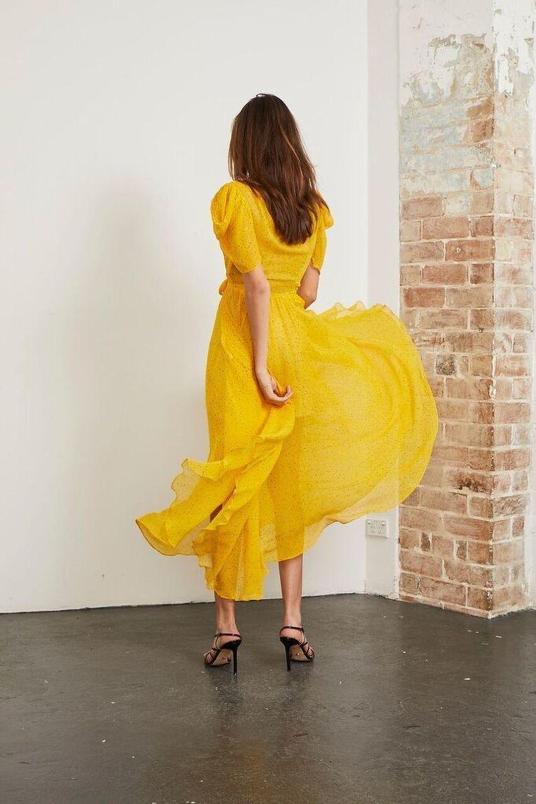 Bec & Bridge Hibiscus Golden Midi Dress Yellow Size 8 for rent on The Volte - main image