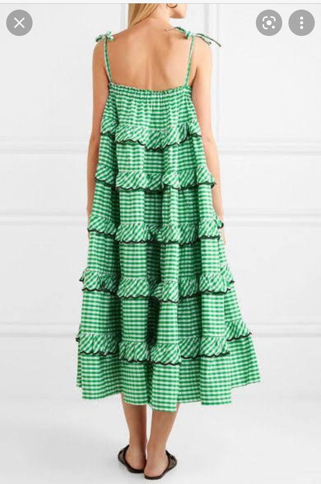 Innika Choo Green Gingham Scallop Dress  for rent on The Volte - main image