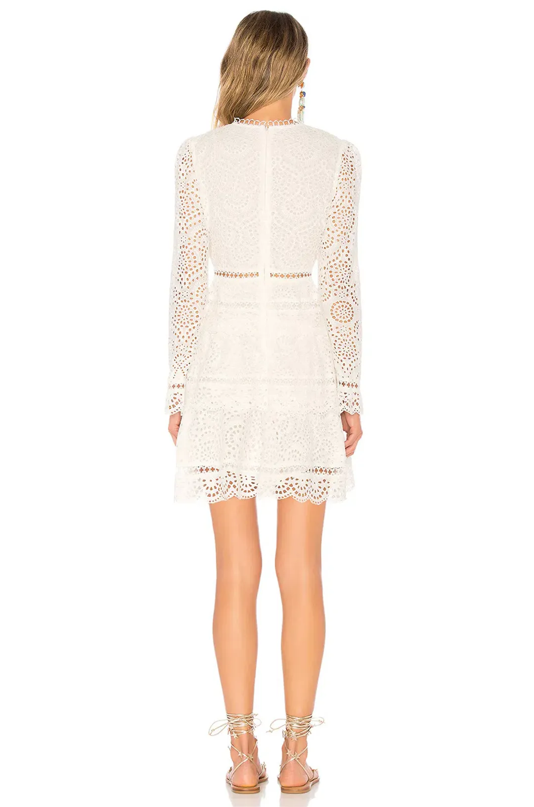 Zimmermann Bayou Tiered Swirl Mini Dress Ivory Size 1 / AU 10 for rent on The Volte - main image