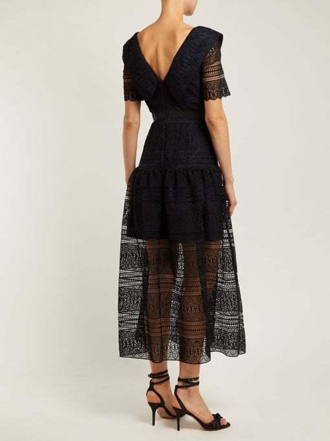 Self Portrait spiral Lace Midi Dress size 6 for rent on The Volte - main image