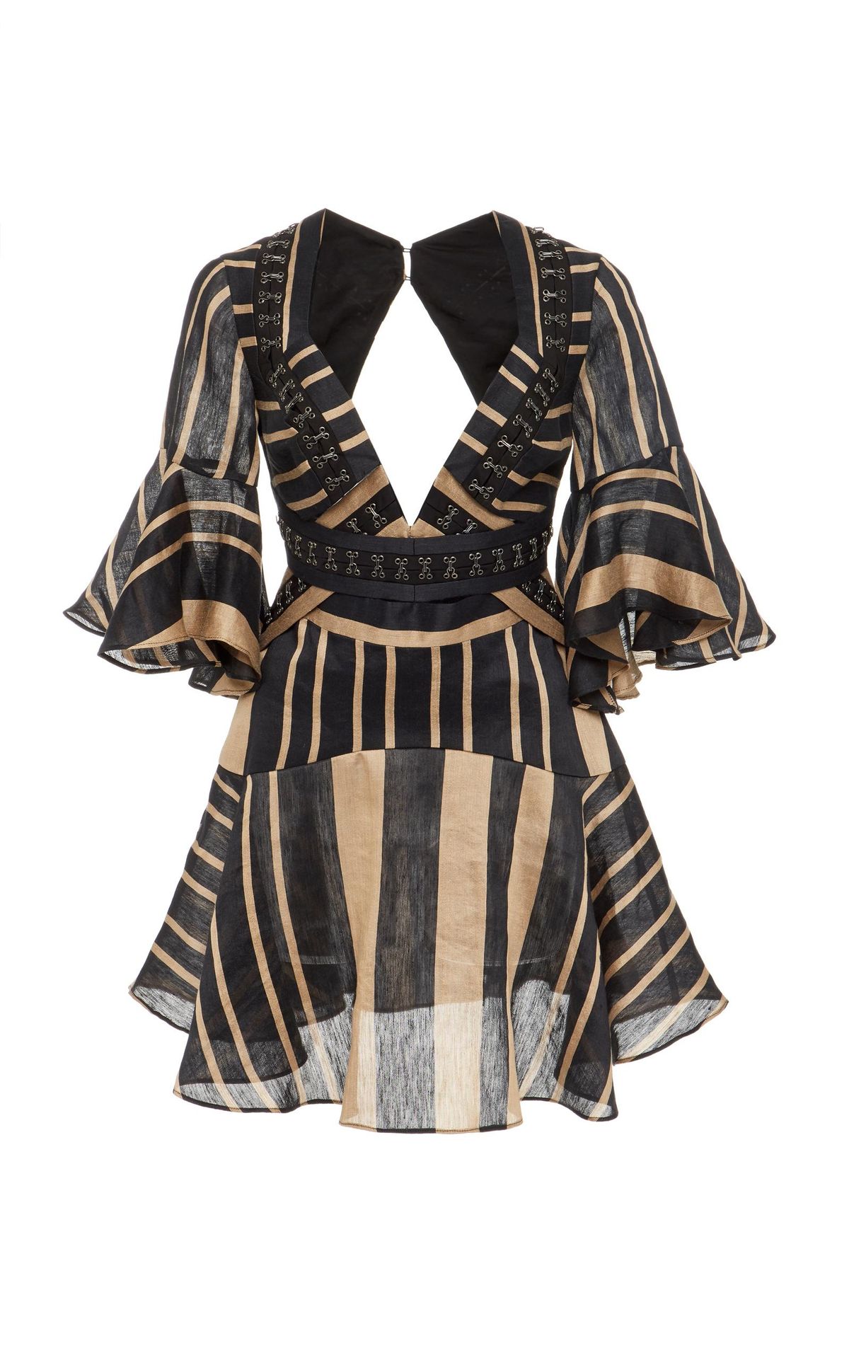 Acler Archer Mini Dress Bronze Stripe Size 6 - Image 5