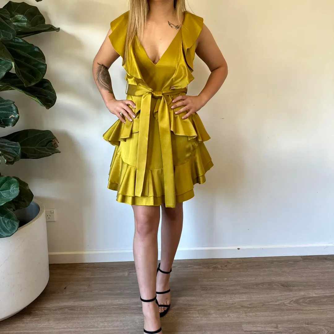 Zimmermann Winsome Flounce Mini Dress Citrus Size 8 for rent on The Volte - main image