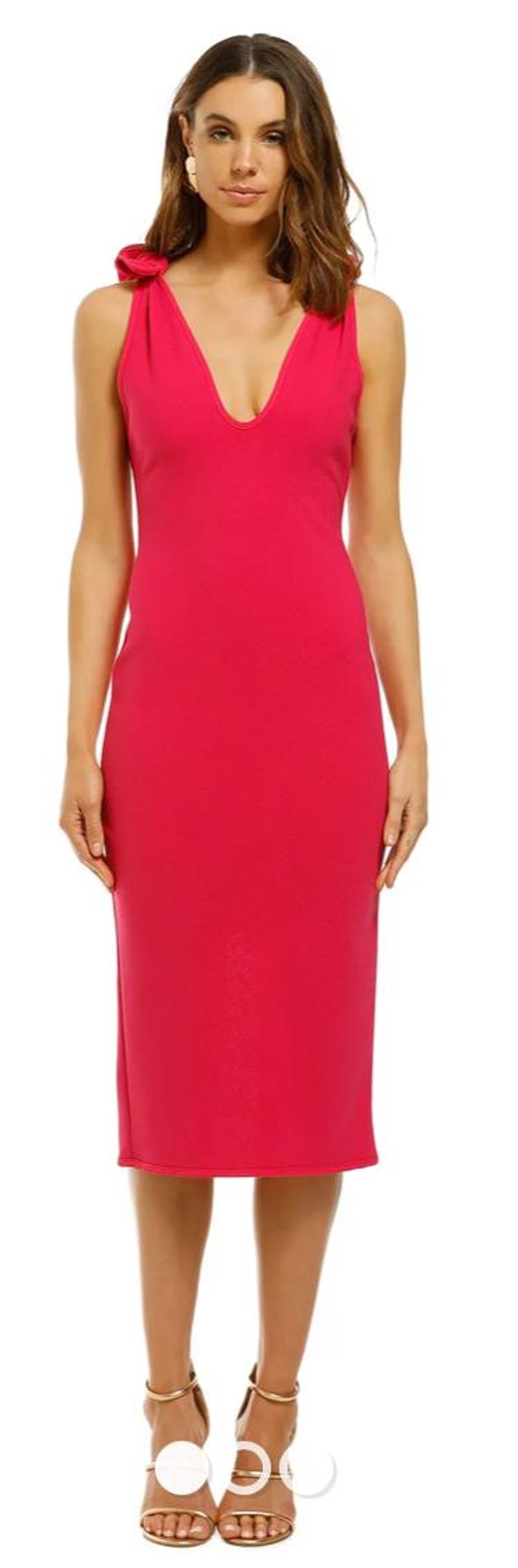 By Johnny V Neck Bow Shoulder Dress - Pink for rent on The Volte - main image