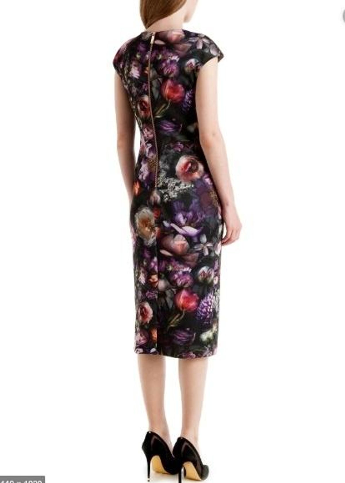 Ted Baker RAISIE Shadow Floral Midi Dress Purple Size 8 - Image 2