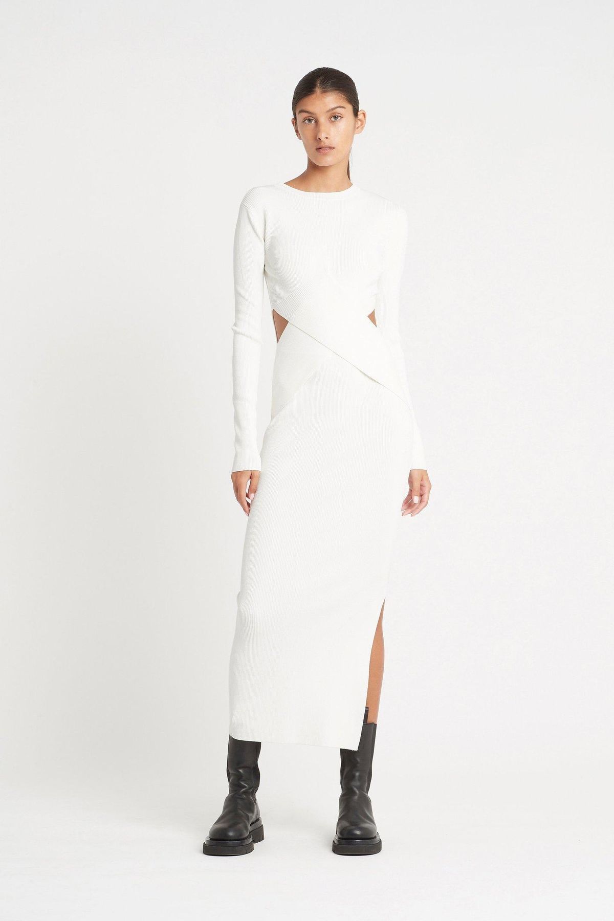 Sir The Label Celena Draped Midi Dress White | AU 8 - Image 1