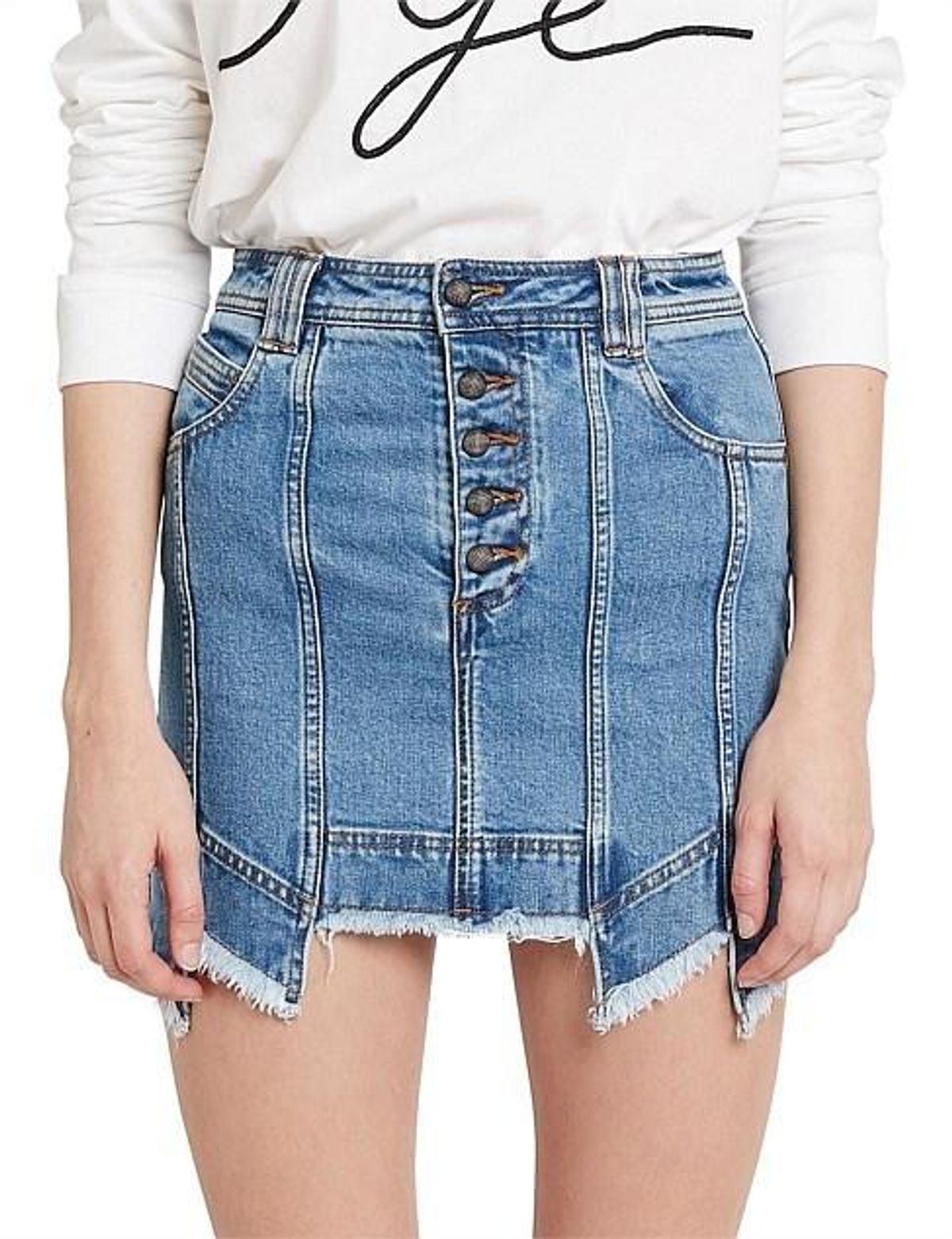 Aje Crawford Denim Mini Skirt Blue Classic Wash Size 8 - Image 2