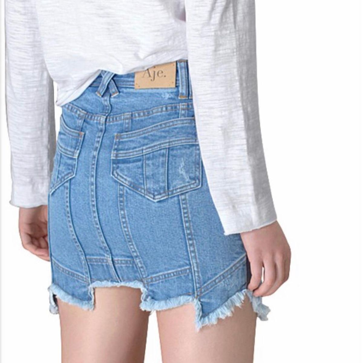 Aje Crawford Denim Mini Skirt Blue Classic Wash Size 8 - Image 3