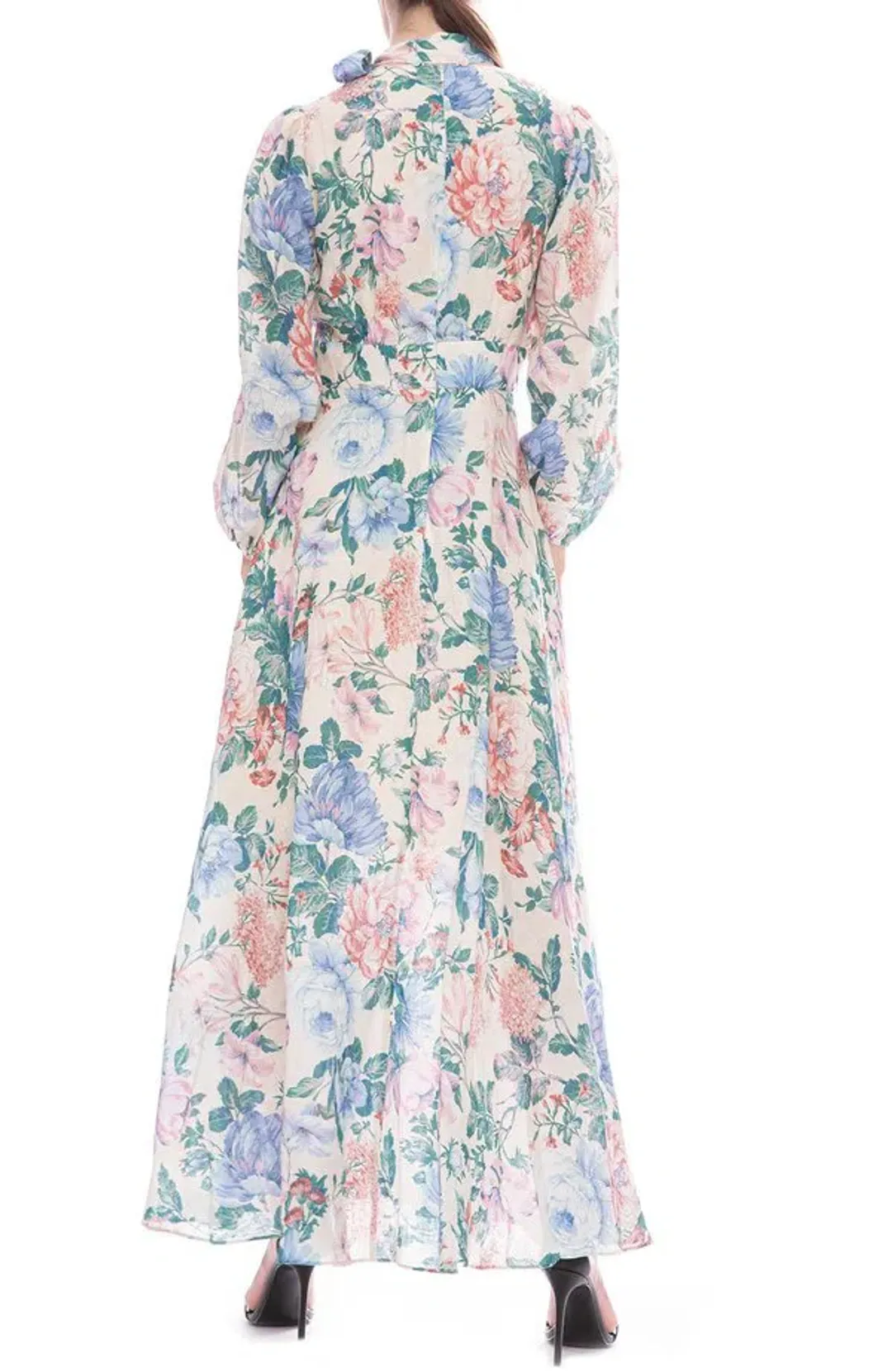 Zimmermann Verity Plunge Long Dress Cream Floral Size 6 for rent on The Volte - main image