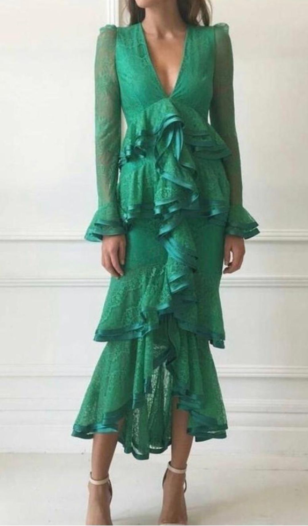 Nicola Finetti Maia dress green size 10 for rent on The Volte - main image