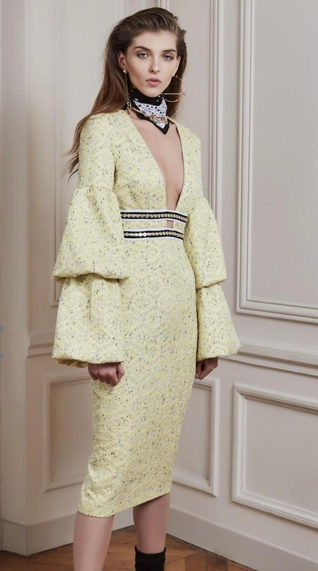 Asilio The Other Woman Midi Dress Yellow Size 10 for rent on The Volte - main image