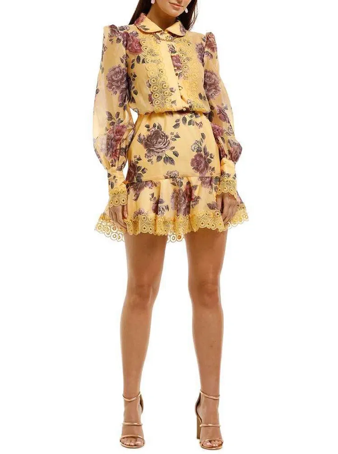Keepsake the Label Atomic Long Sleeve Mini Dress Butterscotch Garden Floral Size 10 for rent on The Volte - main image