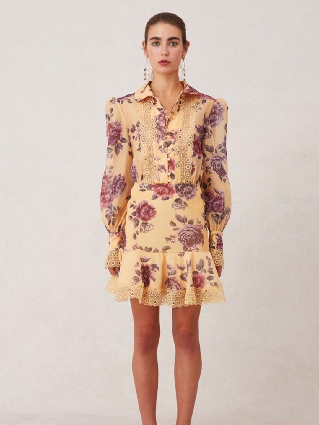 Keepsake the Label Atomic Long Sleeve Mini Dress Butterscotch Garden Floral Size 10 for rent on The Volte - main image