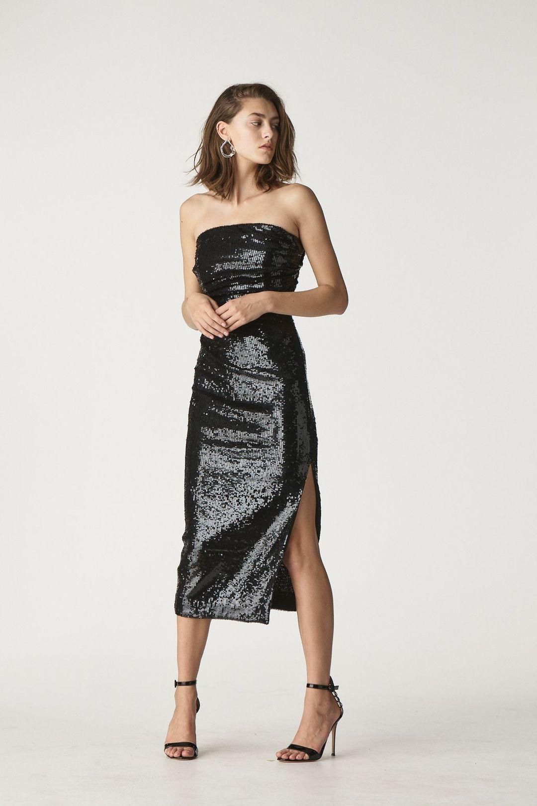 Rachel Gilbert Val Dress Black Size 4 for rent on The Volte - main image