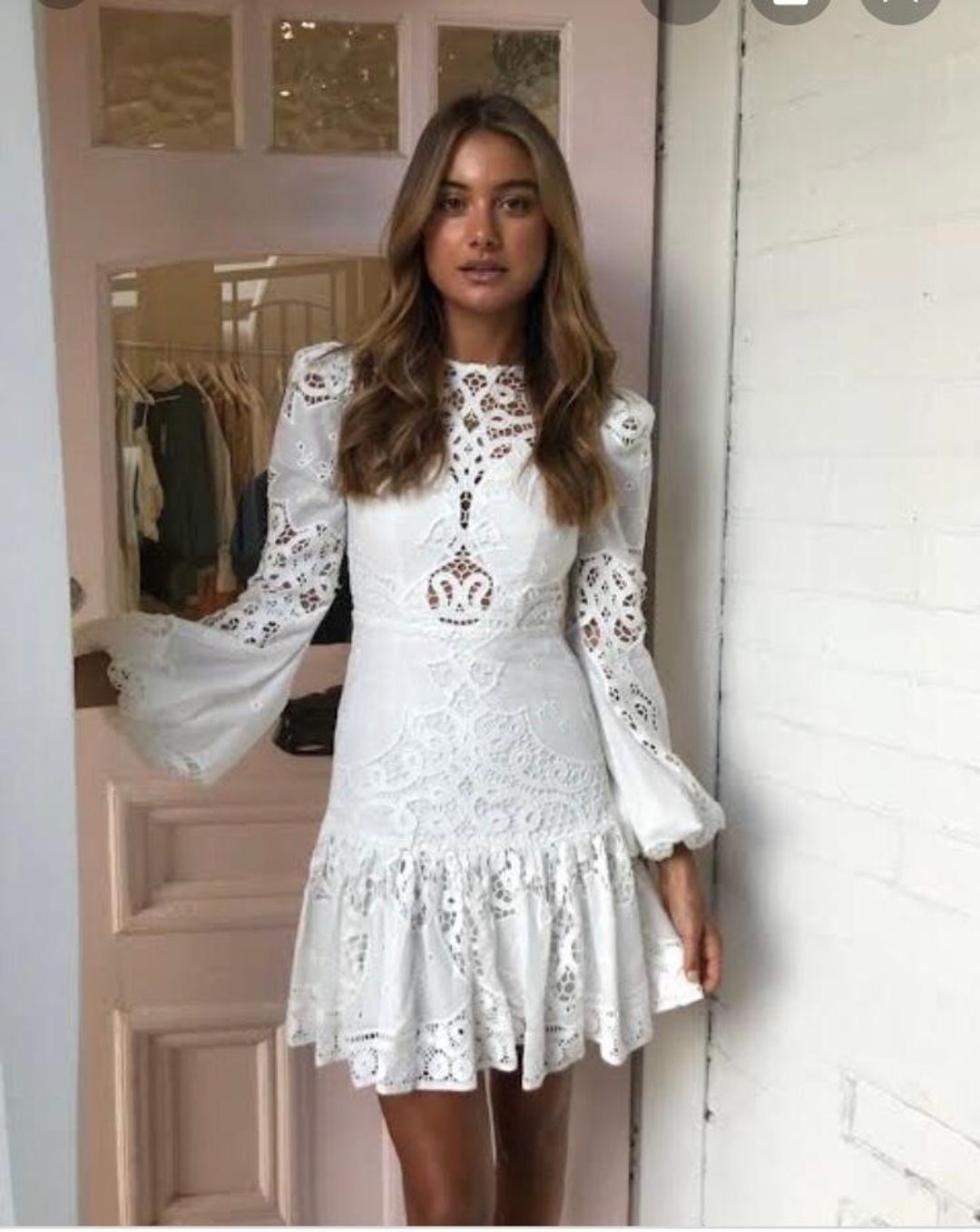 Thurley Fable mini dress in ivory size 8 for rent on The Volte - main image