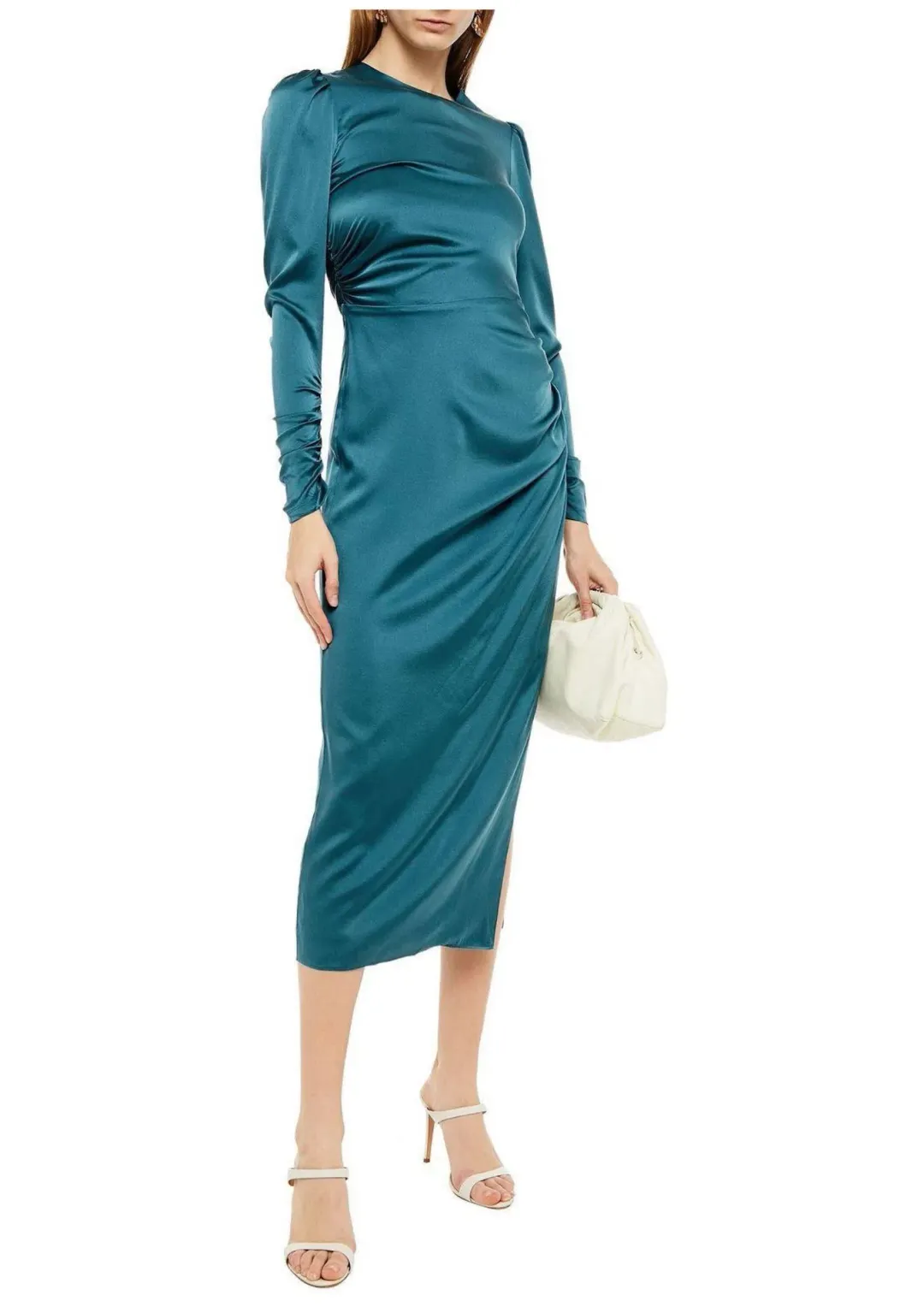Zimmermann Ruched Drape Midi Dress Teal Size 8 for rent on The Volte - main image