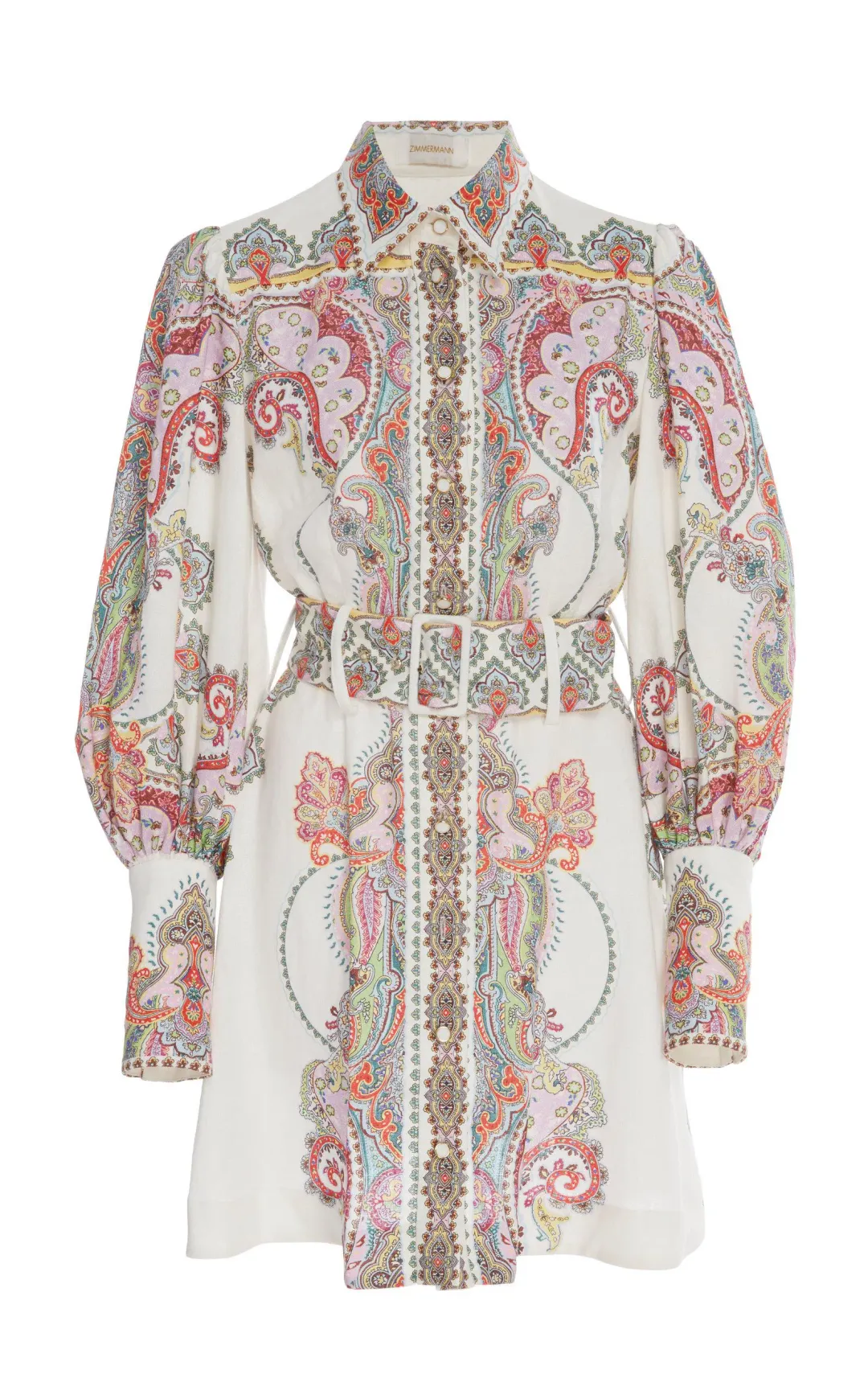 Zimmermann Ninety Six Shirt Dress Print Size 8 for rent on The Volte - main image