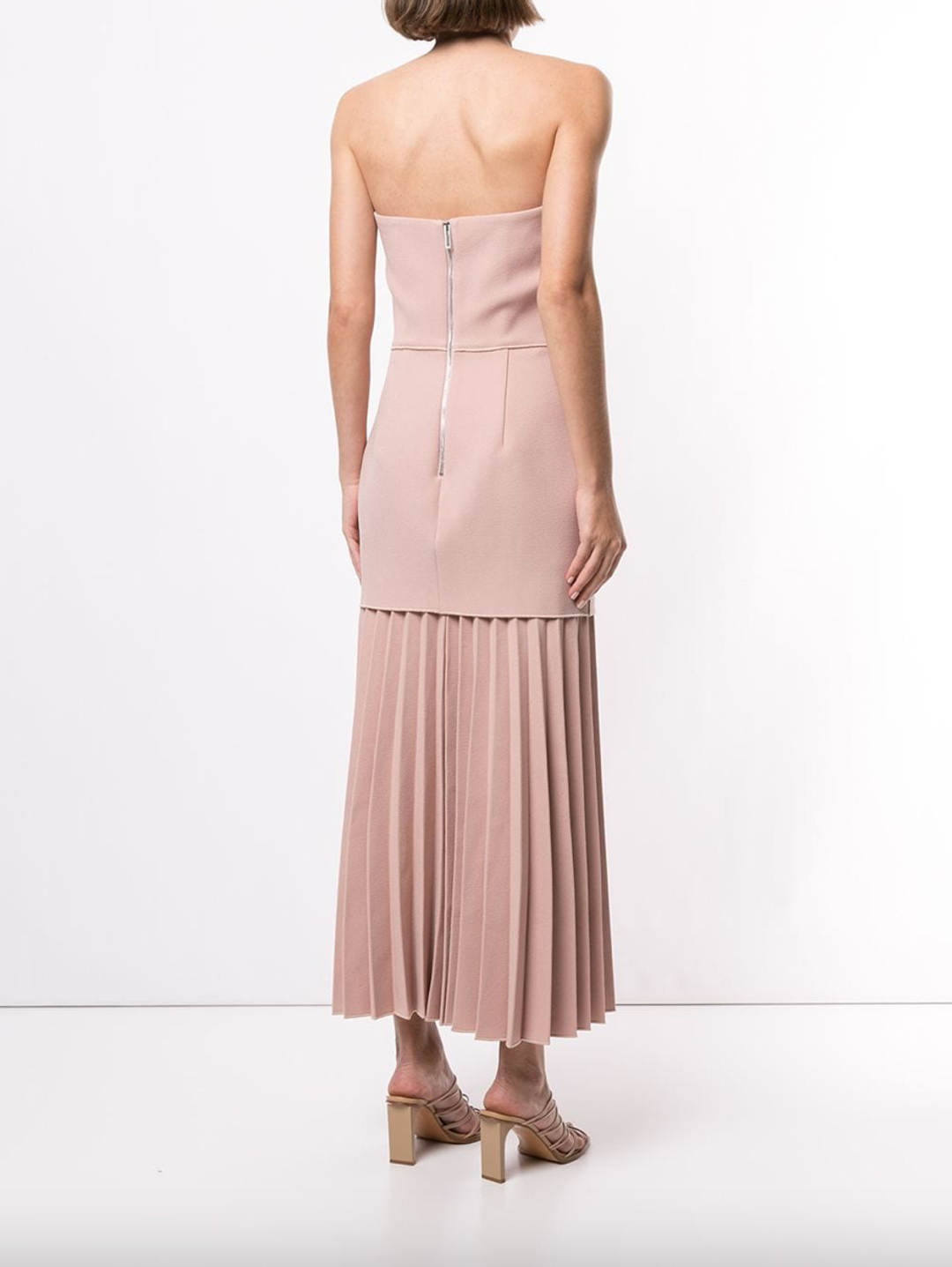 Dion Lee Linear Crepe Pleated Midi Dress Pink Size 6 for rent on The Volte - main image