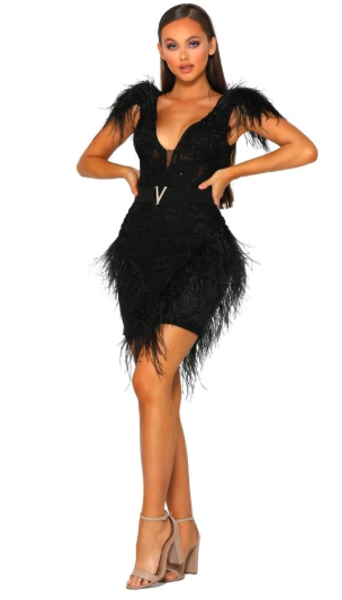 -Doll house:PORTIA & SCARLETT FEATHER MINI DRESS Size 8 - Image 2
