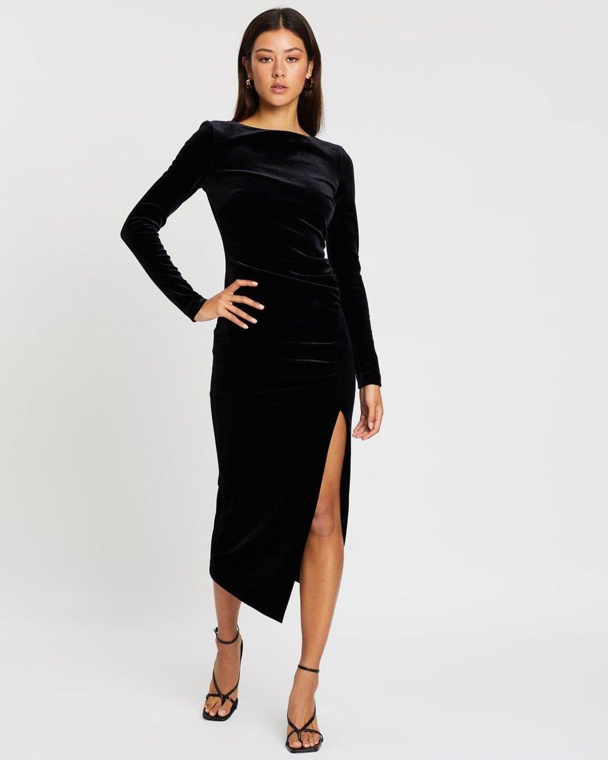 Bec & Bridge Midnight Soirée LS Midi Dress Black Size AU 6 - Image 1