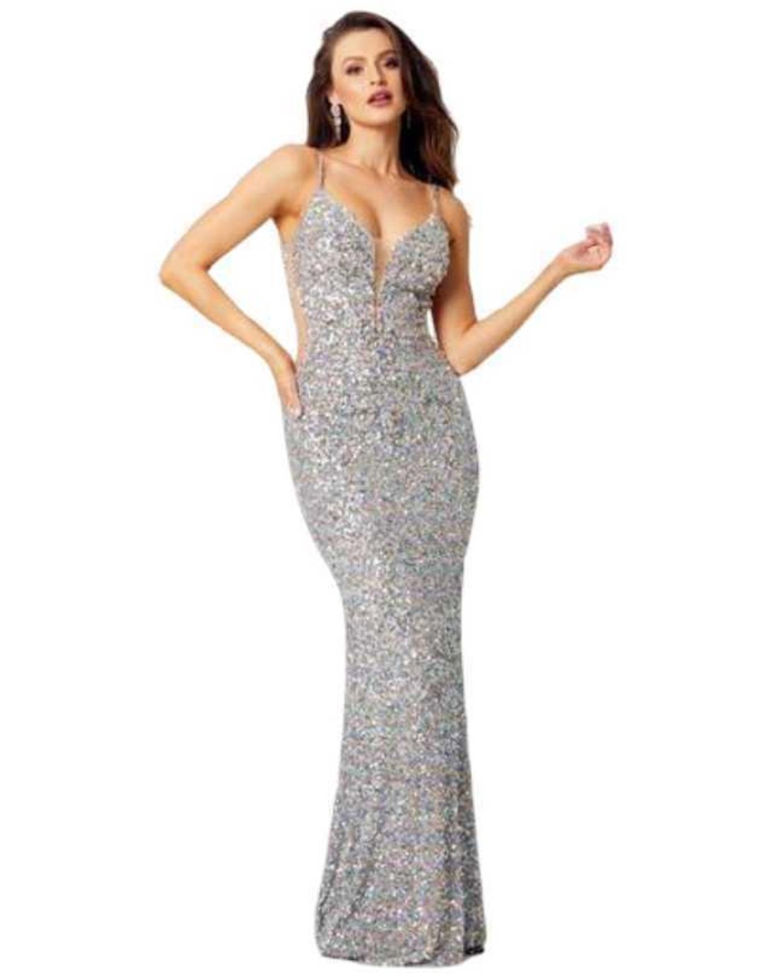 Tania Olsen Anastasia Gown silver size 8 for rent on The Volte - main image