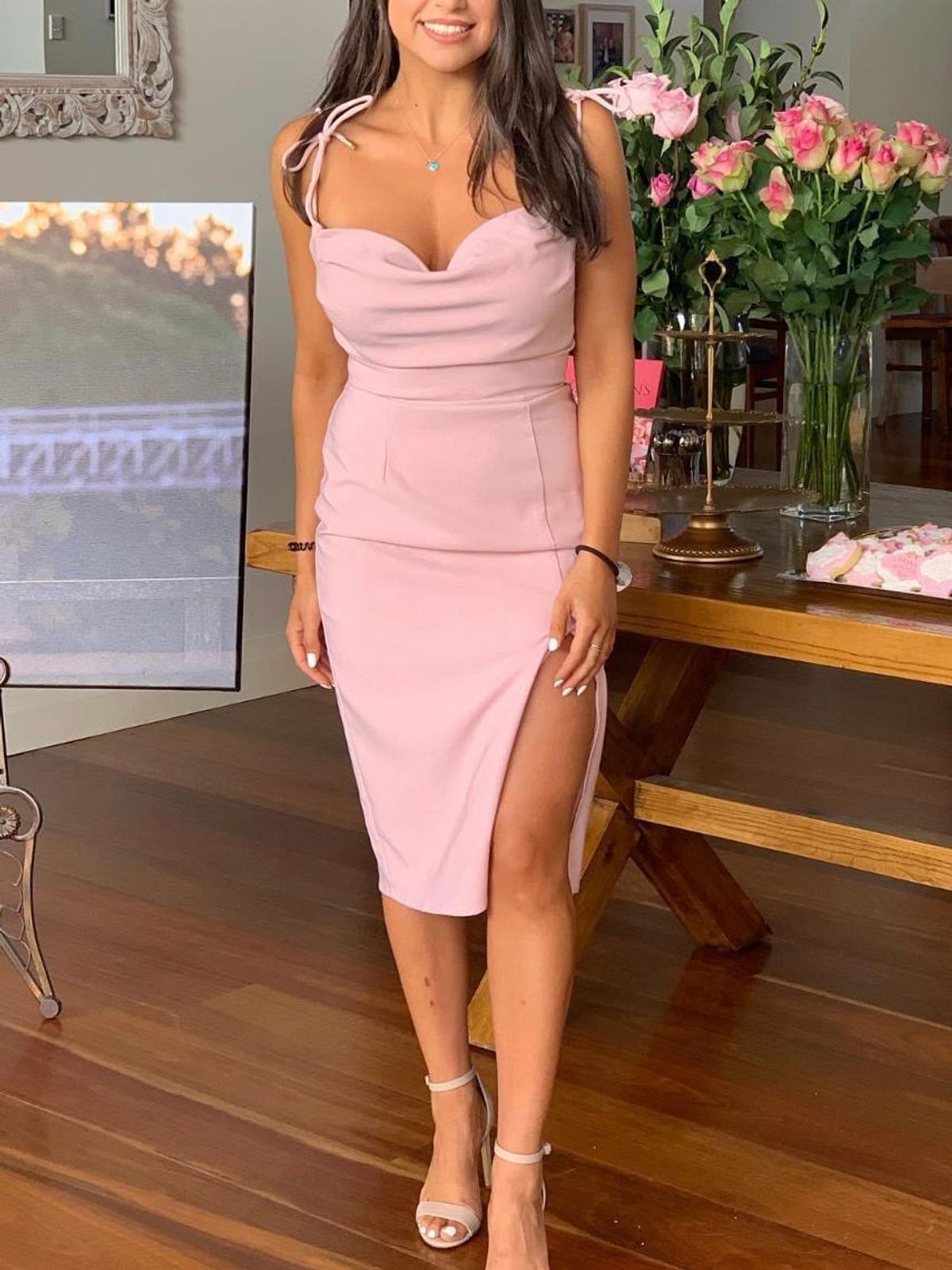 Chancery Sallie cowl neck dress pink size 8 - Image 1