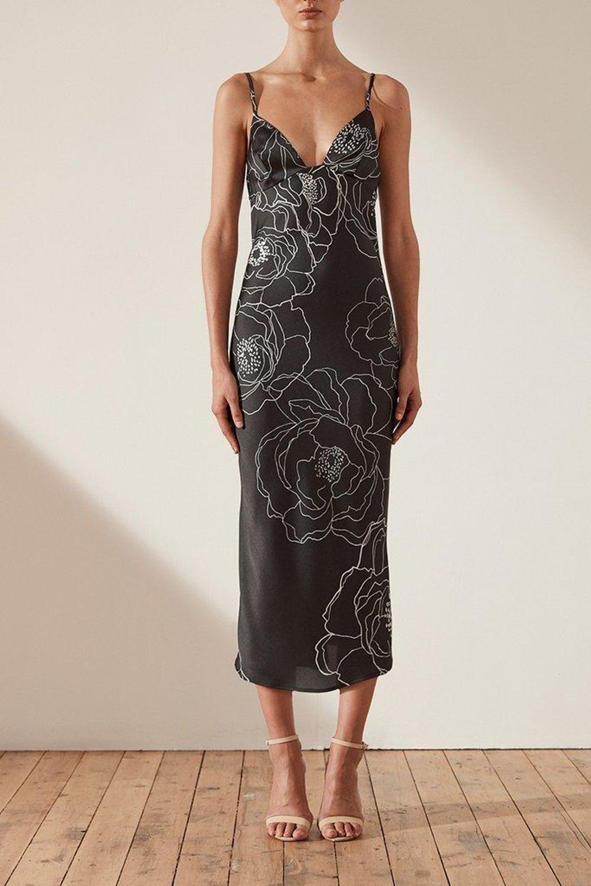 Shona Joy Lucca Bias Slip Midi Dress Black Size 8 - Image 1