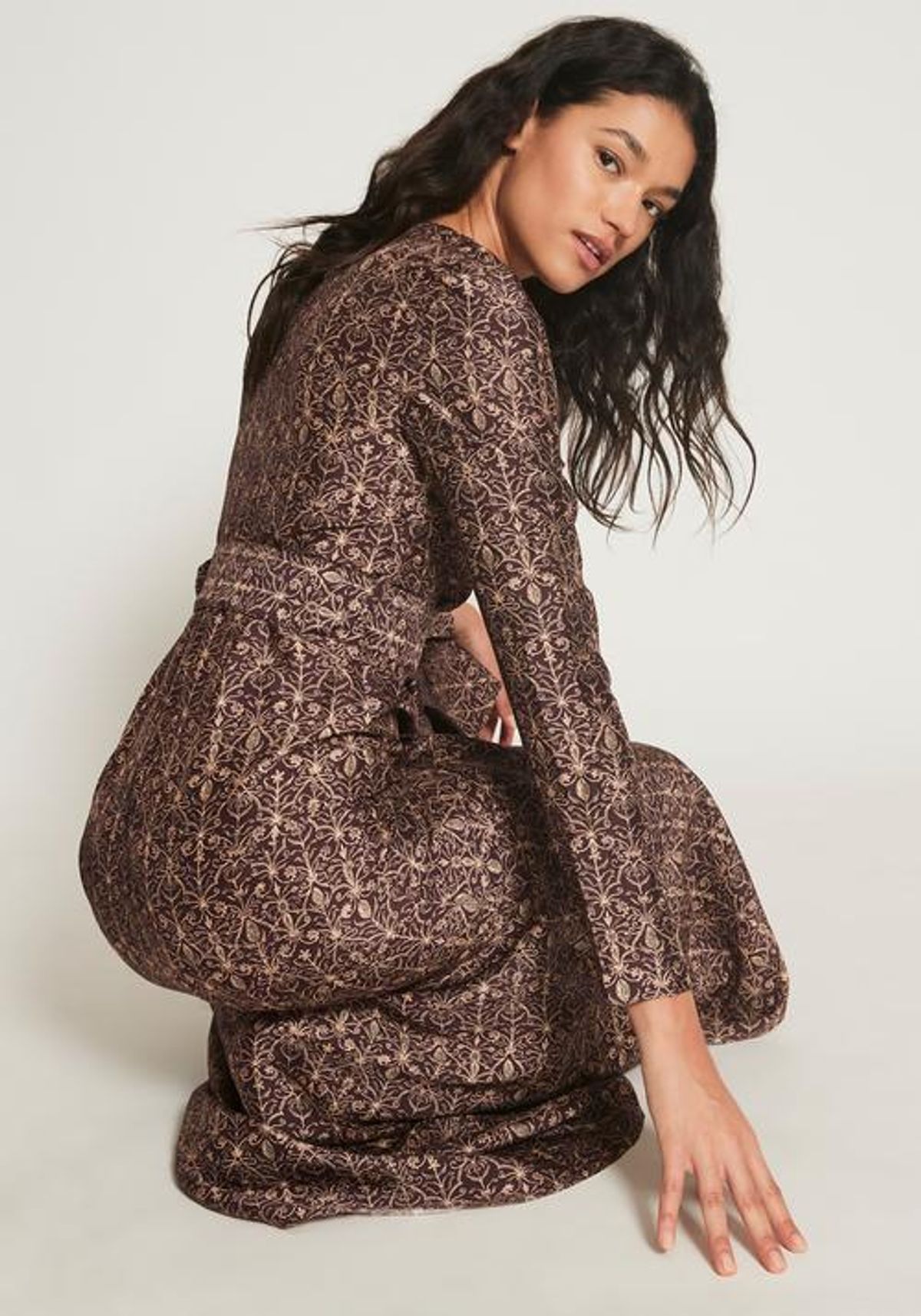 Sir The Label Siena Asymmetric Ruffle Midi Gown Brown | AU 10 - Image 3