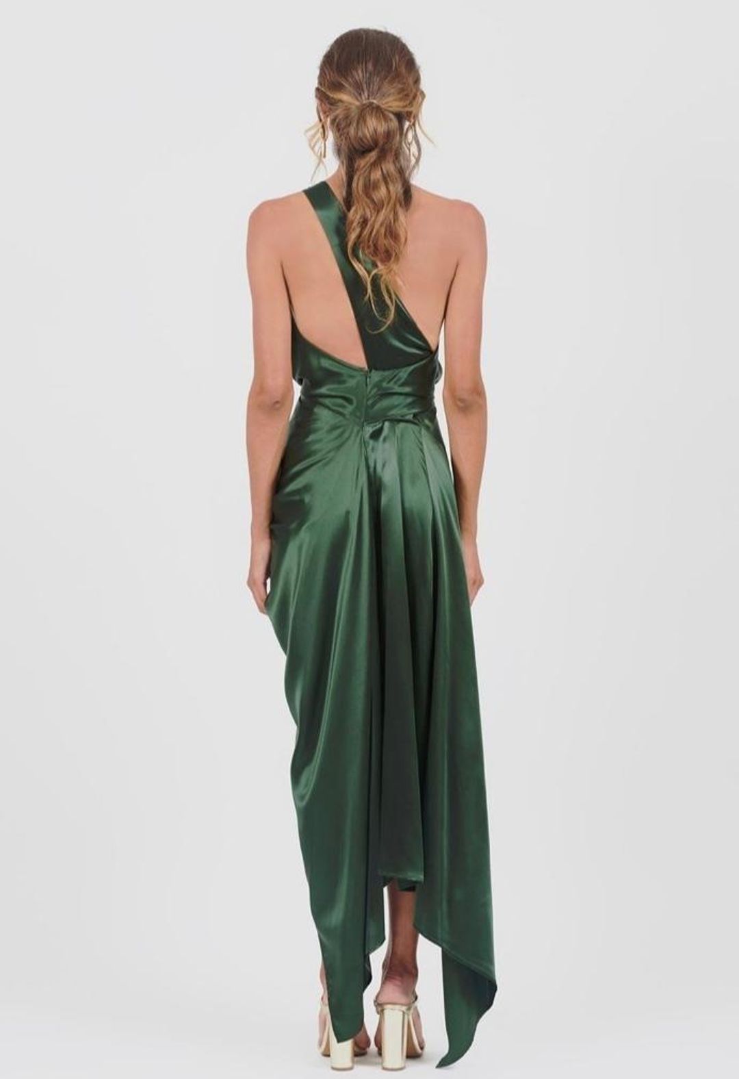 One fell swoop philly dress in silk jungle green/size 6 for rent on The Volte - main image