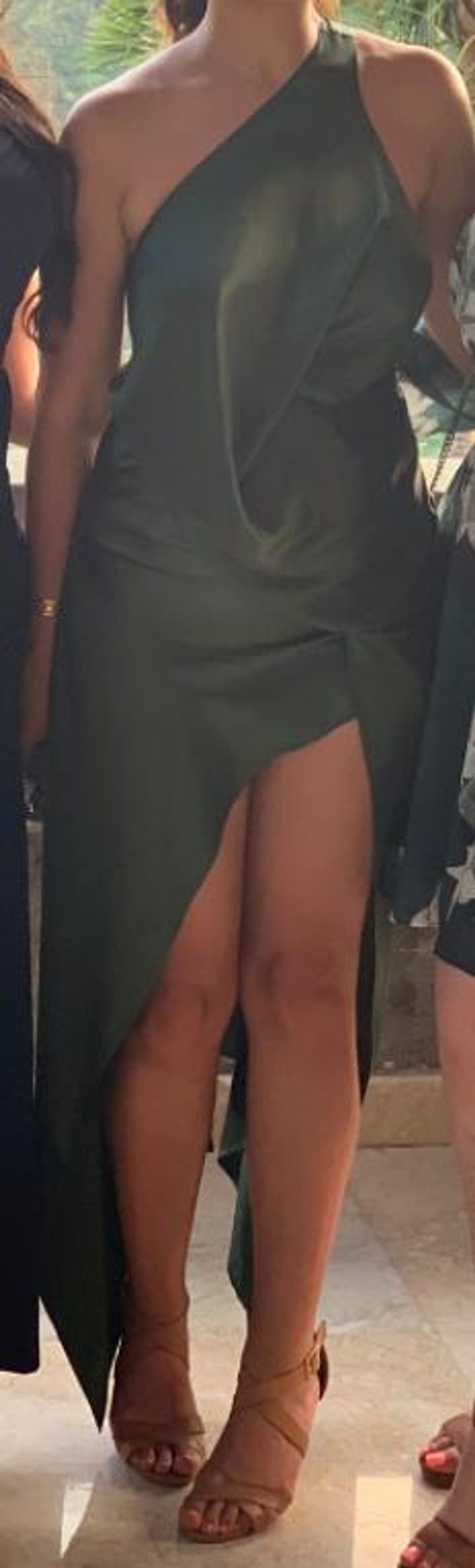 One fell swoop philly dress in silk jungle green/size 6 for rent on The Volte - main image