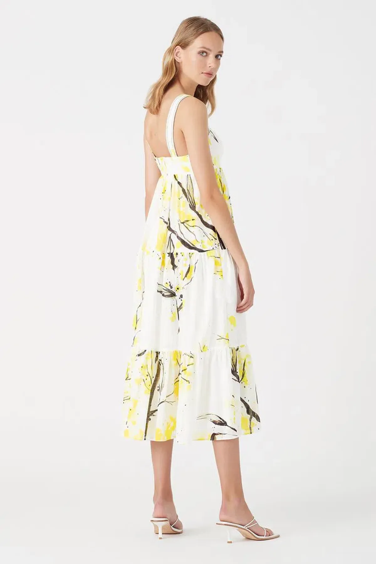 Aje Mimosa Bandeau Midi Dress Wattle Print Size 4 - Image 3