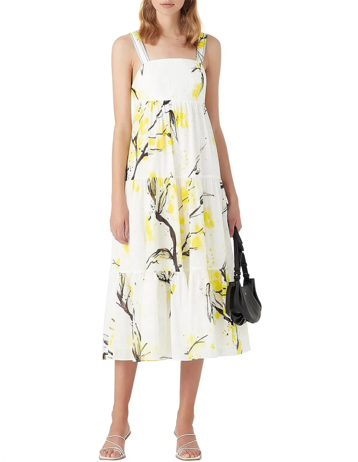 Aje Mimosa Bandeau Midi Dress Wattle Print Size 4 - Image 1