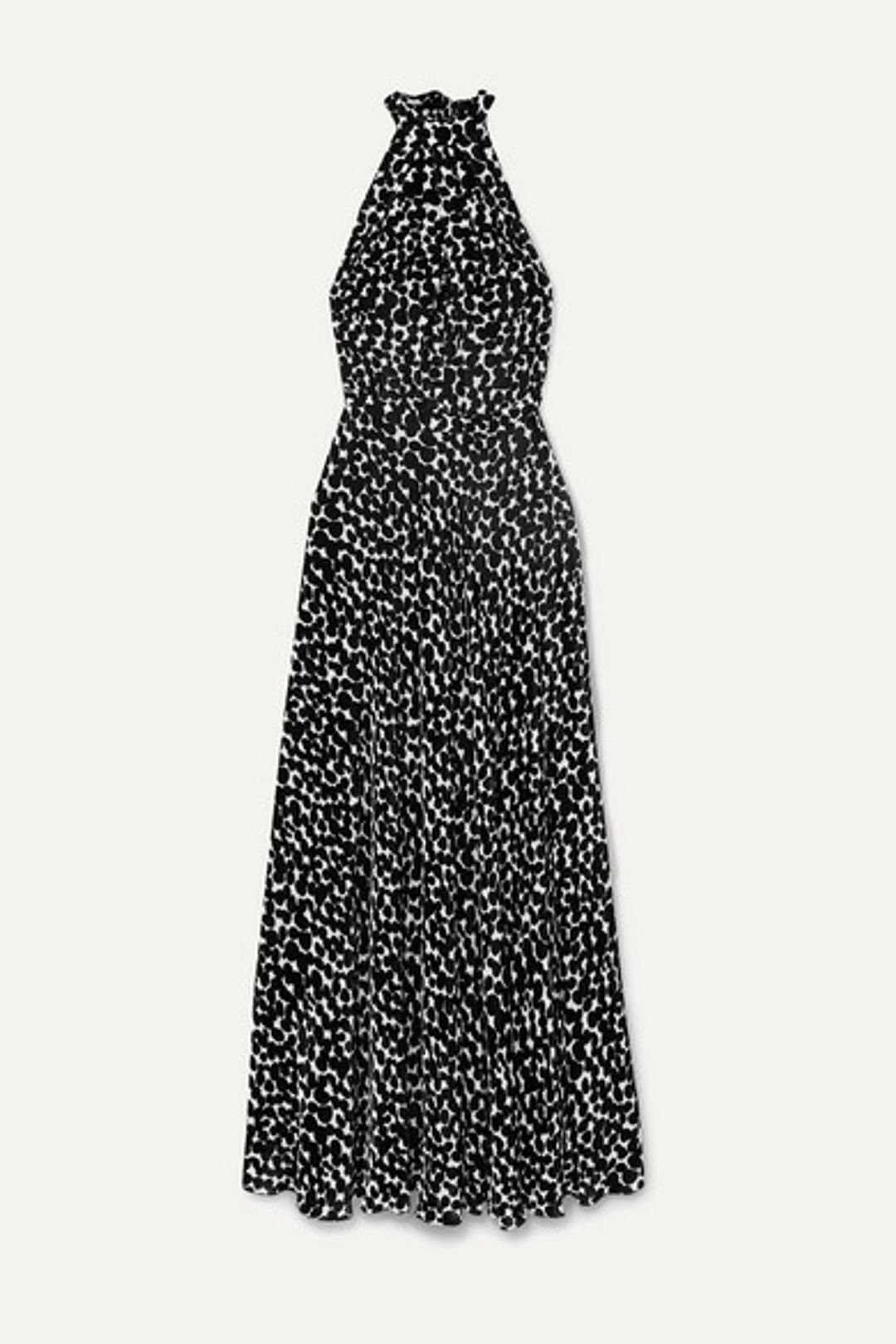 Raquel Diniz - Giovanna printed velvet halterneck gown in Black/white, Size 6 for rent on The Volte - main image