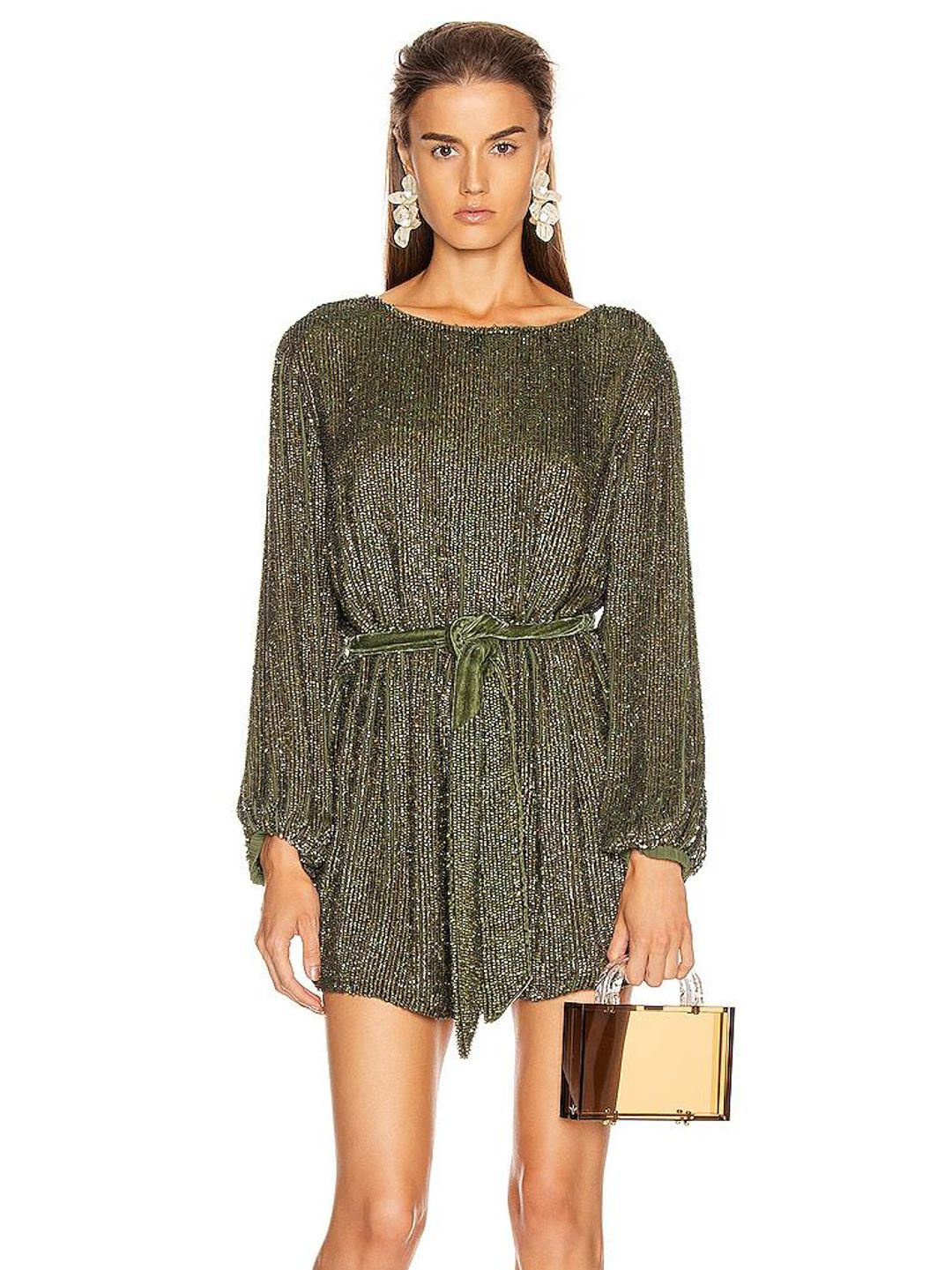 Retrofete Grace Mini Dress in Army Green Size S / Au 8 for rent on The Volte - main image