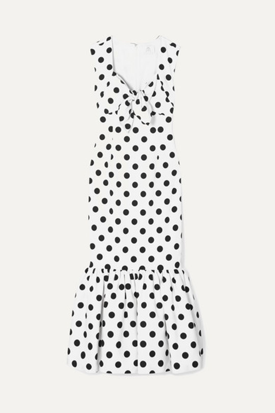 Rebecca De Ravenel - Tie-detailed polka-dot cotton-blend maxi dress in White with black Size AU 6 NEVER WORN for rent on The Volte - main image